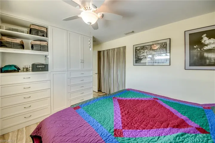 Bedroom featuring ceiling fan and light wood-style floors