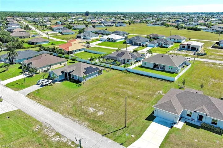 Aerial perspective of suburban area