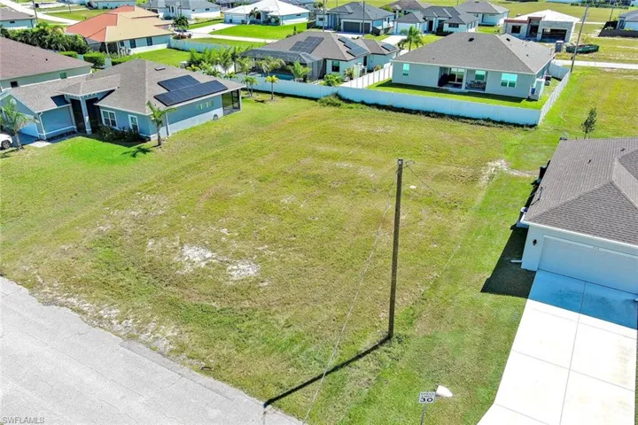 Aerial perspective of suburban area