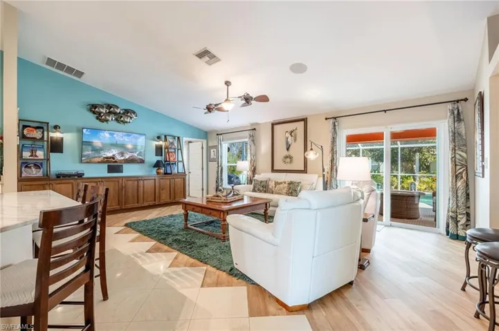 Family room with sliders to the lanai