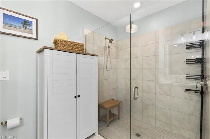 Bathroom with a stall shower