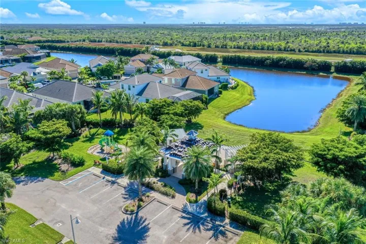 Drone / aerial view of a large body of water