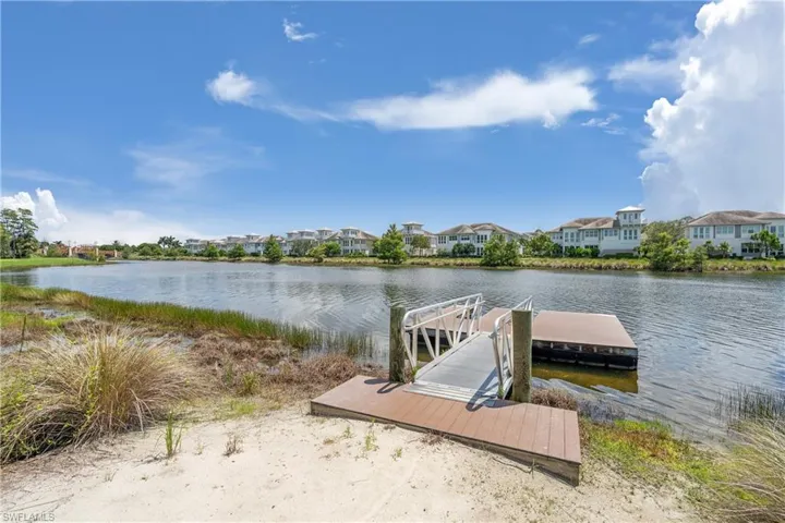 Dock area featuring a residential view and a water view
