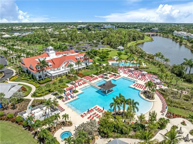 Drone / aerial view of a nearby body of water