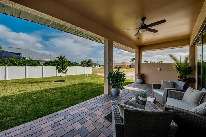 Paver patio has been sealed for easy maintenance