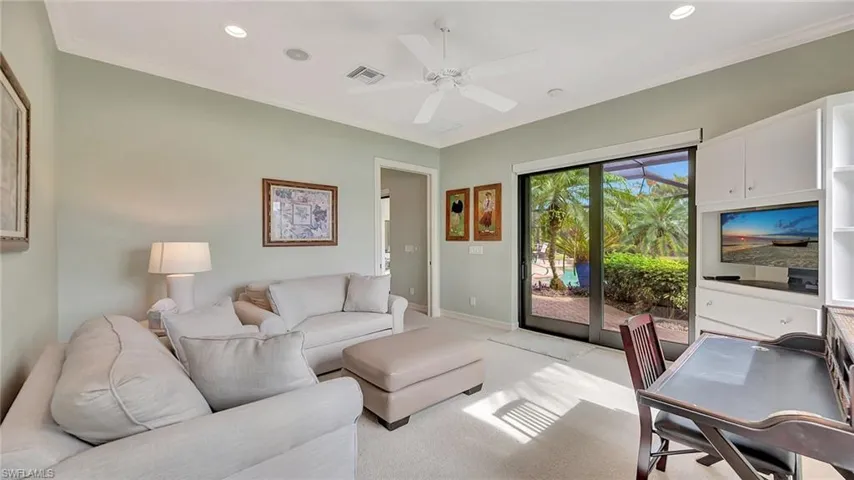 Guest house living room with desk