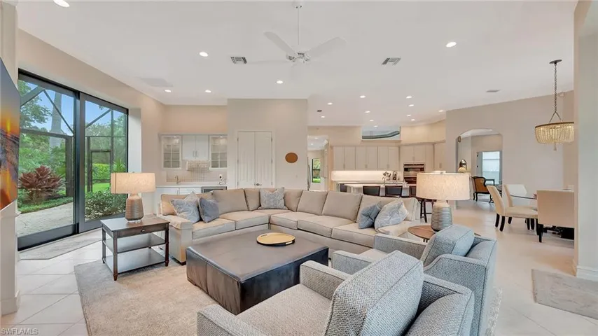 Family Room area open to wet bar and eat-in kitchen