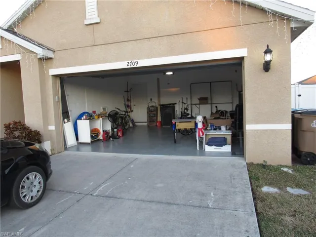 Garage with driveway