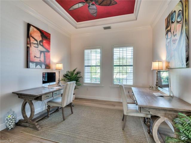 Study with coffered ceiling and new porcelain wide plank floors 2023