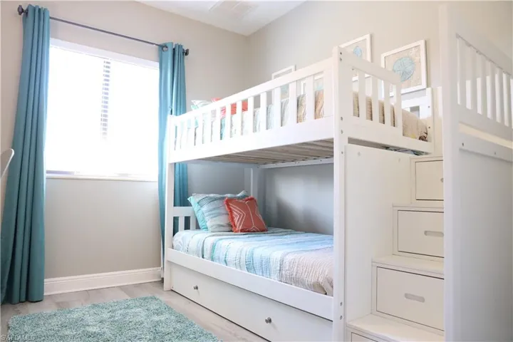 Bedroom with light wood-type flooring