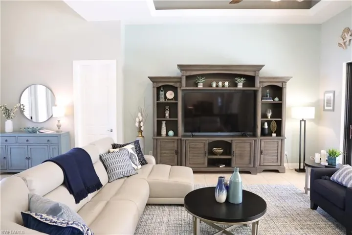 View of tiled living room
