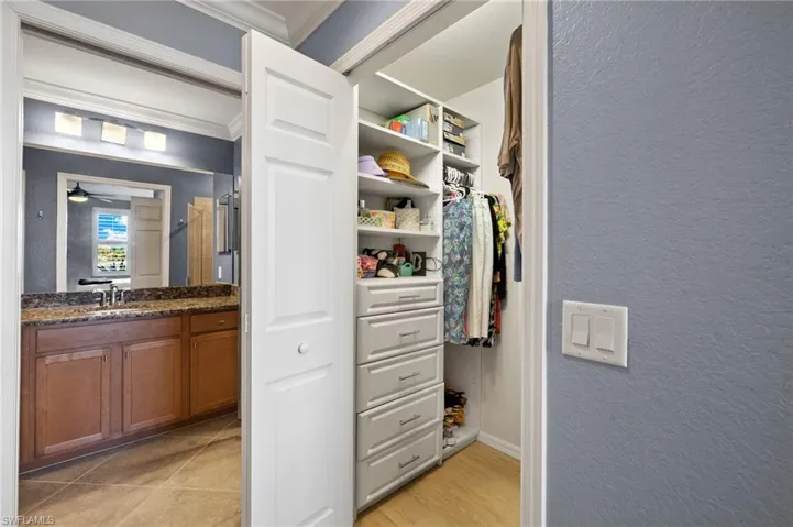 Walk-In Closet with Custom Shelving