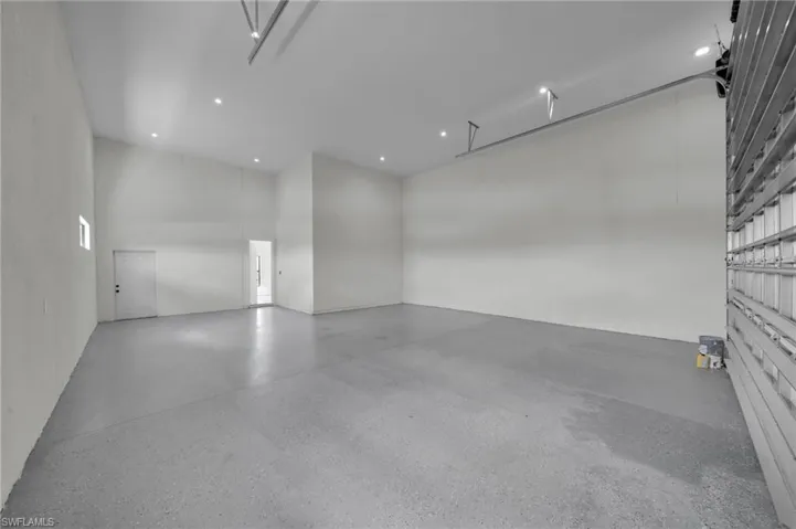 Garage with recessed lighting
