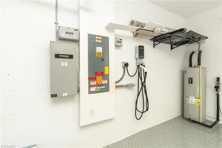 Utility room with electric water heater