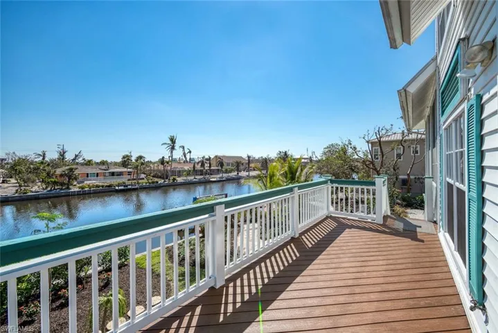 Wooden deck with a water view