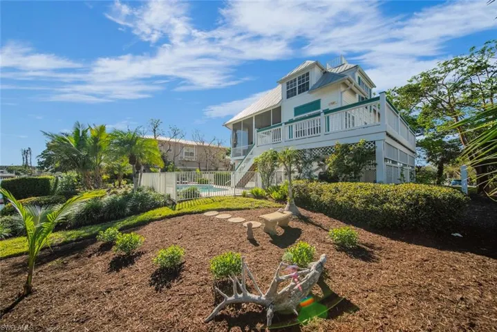 Back of house with a fenced in pool and a sunroom