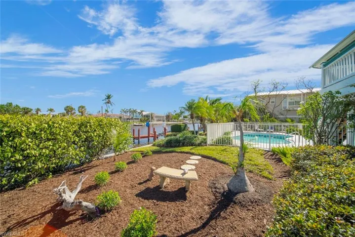 View of yard featuring a fenced in pool