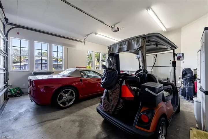 View of 2 car garage