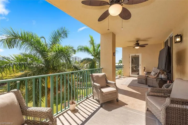 Balcony with a ceiling fan