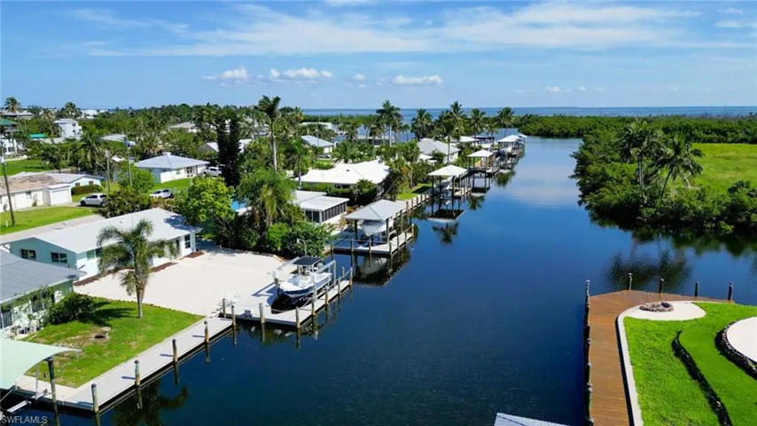 Aerial view of canal looking north