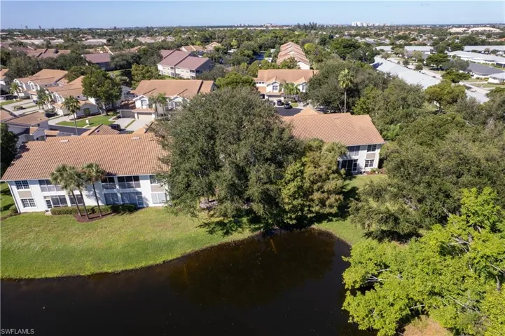 Aerial perspective of lake behind Condo