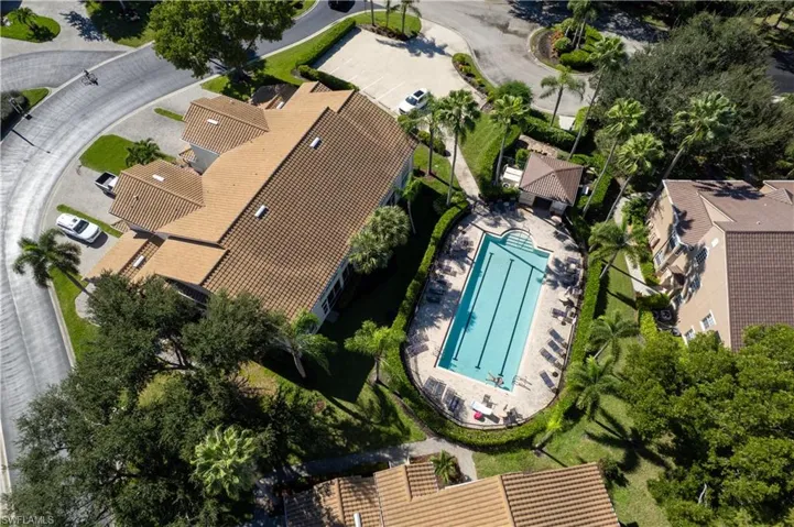 Aerial view of a pool