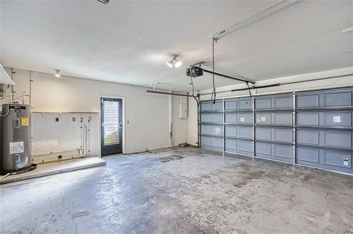 2 car garage with side entry service door.