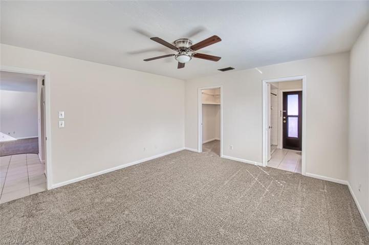 Master Bedroom has walk-in closet and adjoining bath, with pool entry.
