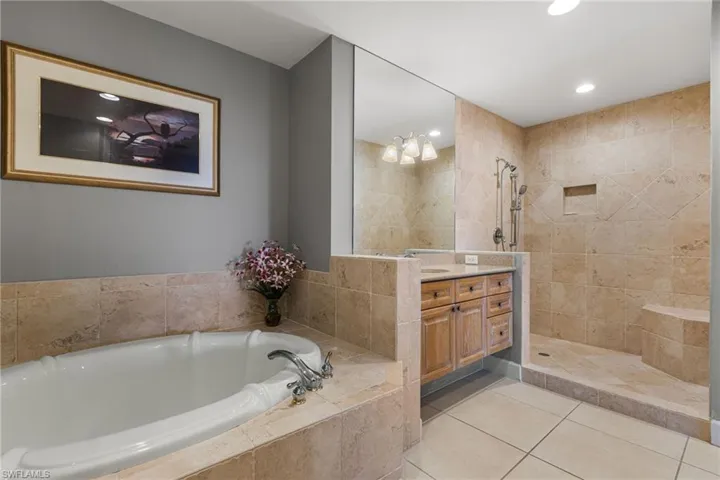 Walk in shower.