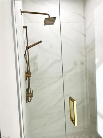 Pool bath with a tile shower