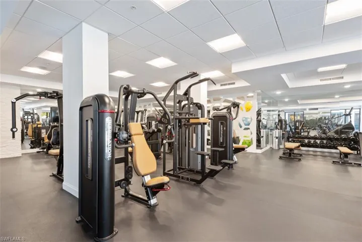 Workout area with a drop ceiling