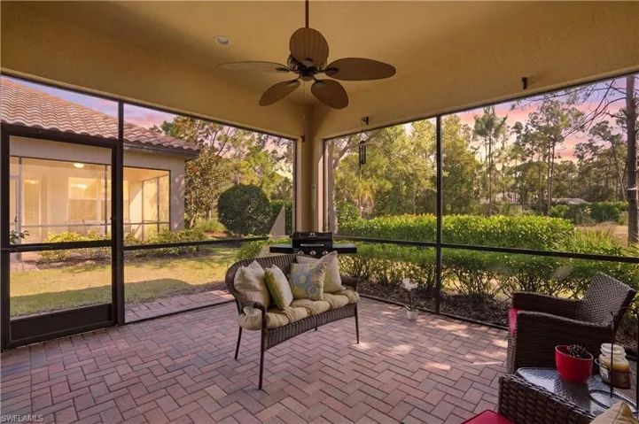 Large screened lanai overlooking a lovely preserve.
