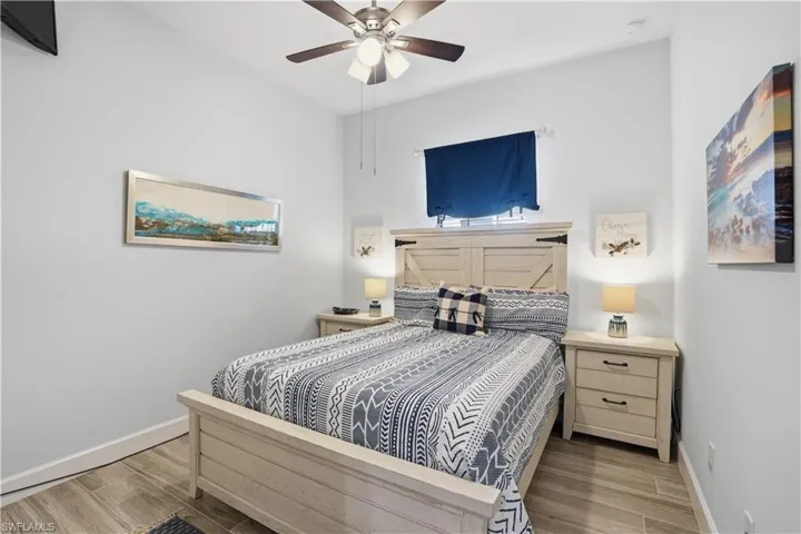 Guest bedroom, privately tucked away from the main living area.