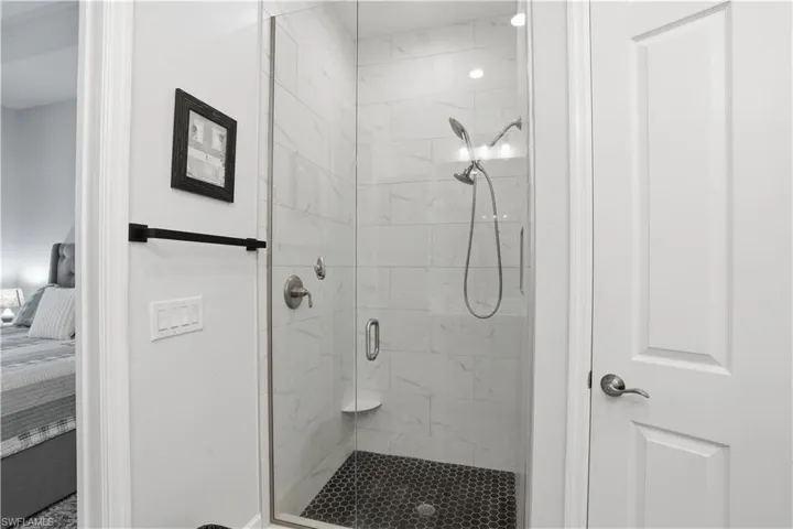 Close up of walk in shower.