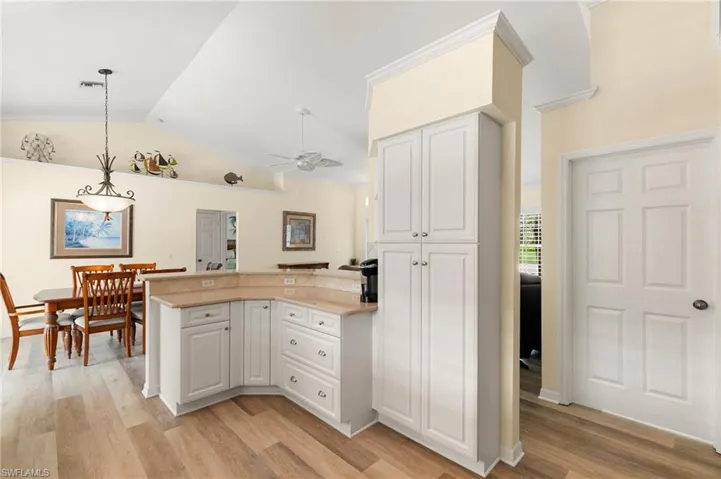 Kitchen with white cabinets