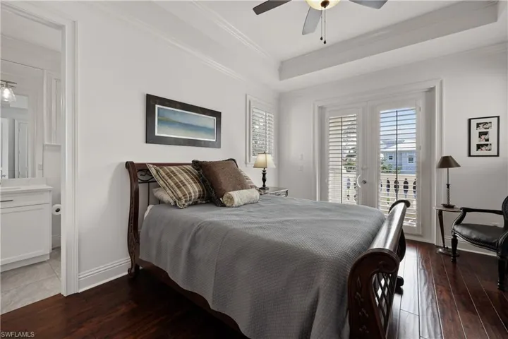 Second floor guest bedroom with ensuite bathroom and private balcony