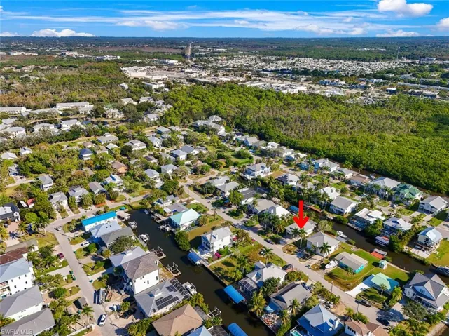 Aerial perspective of suburban area
