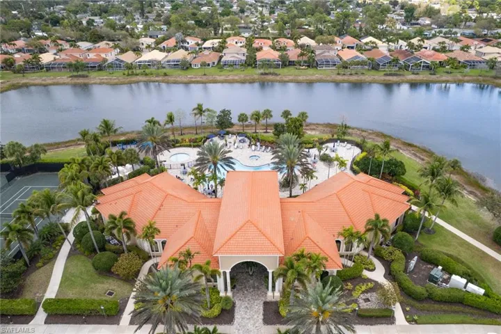 Bird's eye view of a nearby body of water