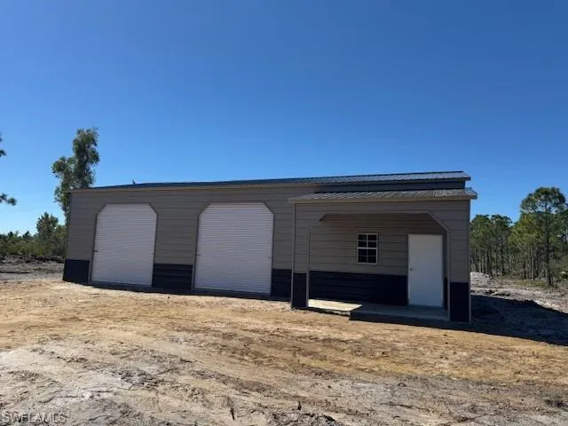 View of detached garage