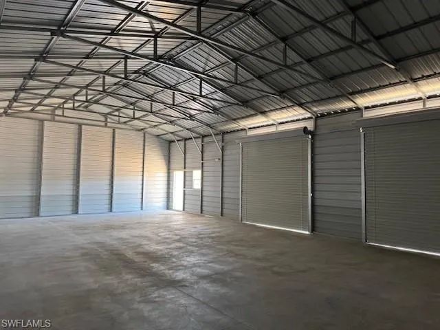 Garage with metal wall