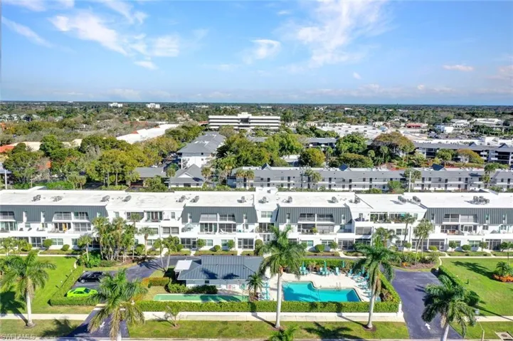 Aerial view of condo building