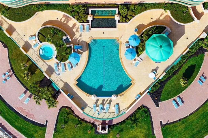 Aerial view of a pool