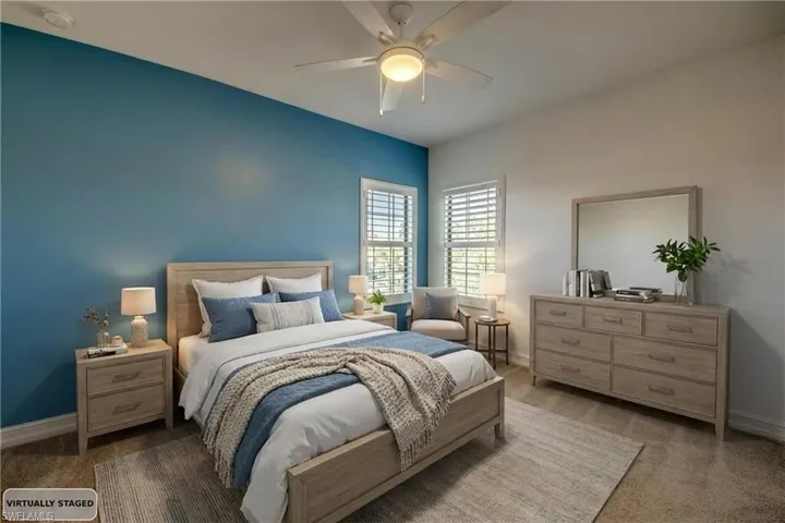 bedroom with attached full bath #2- digitally staged