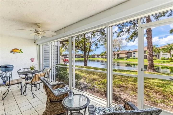 Spacious screened lanai with electric shutters