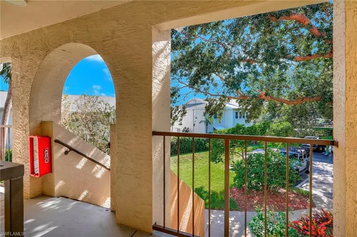 View of front door balcony