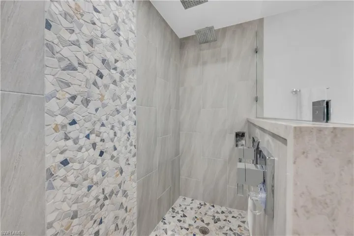 All New Primary Bath Walk In Shower w/ Custom "Waterfall" Tile Accent