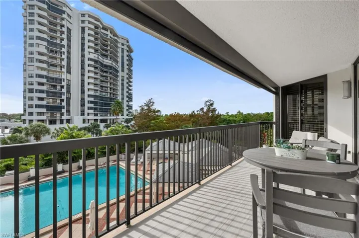 Balcony with View of Pool Area