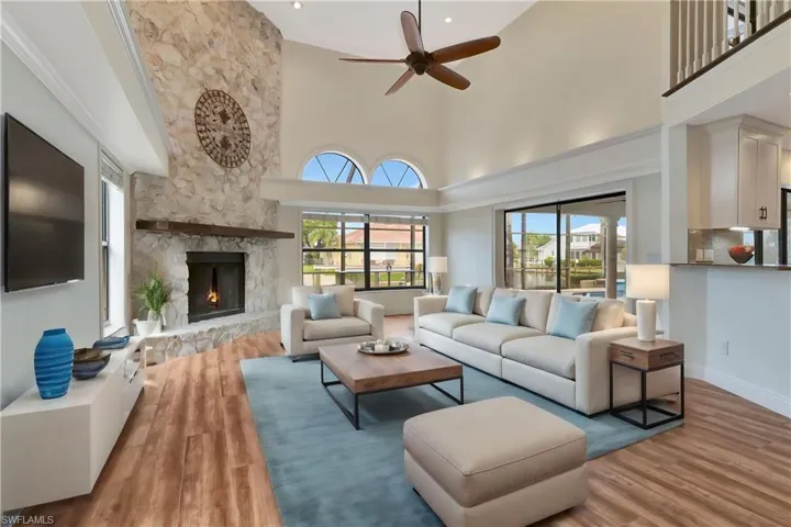 Living room virtually staged