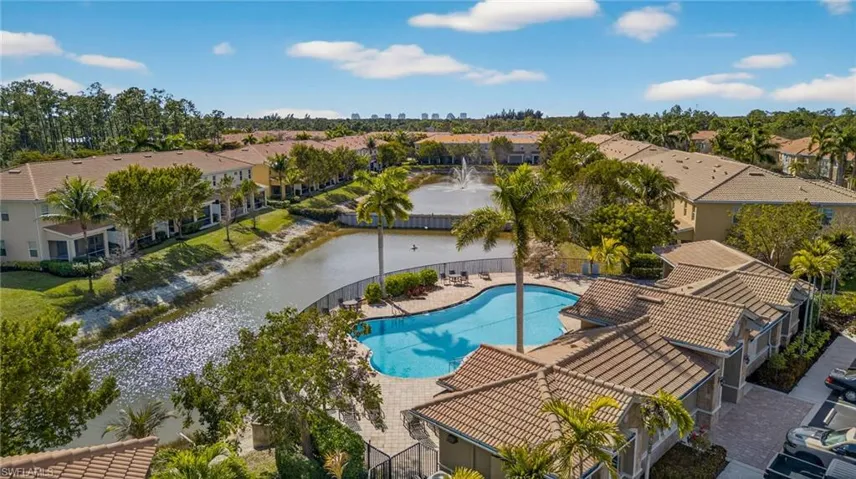 Aerial view of a pool area