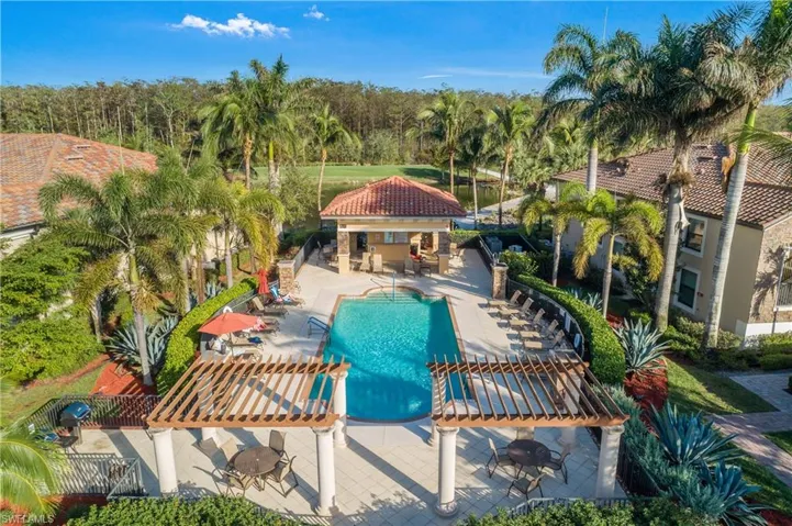 Aerial view of the pool in this subdivision.